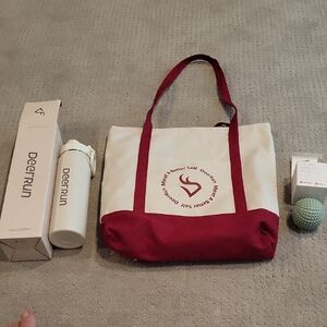 Deerrun Lined, Zipper Tote With Matching Water Bottle And Spiky Massage Ball